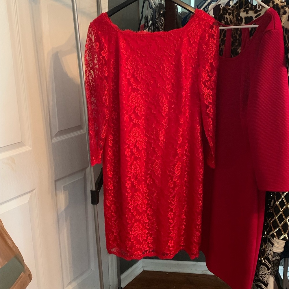 A beautiful red lace dress